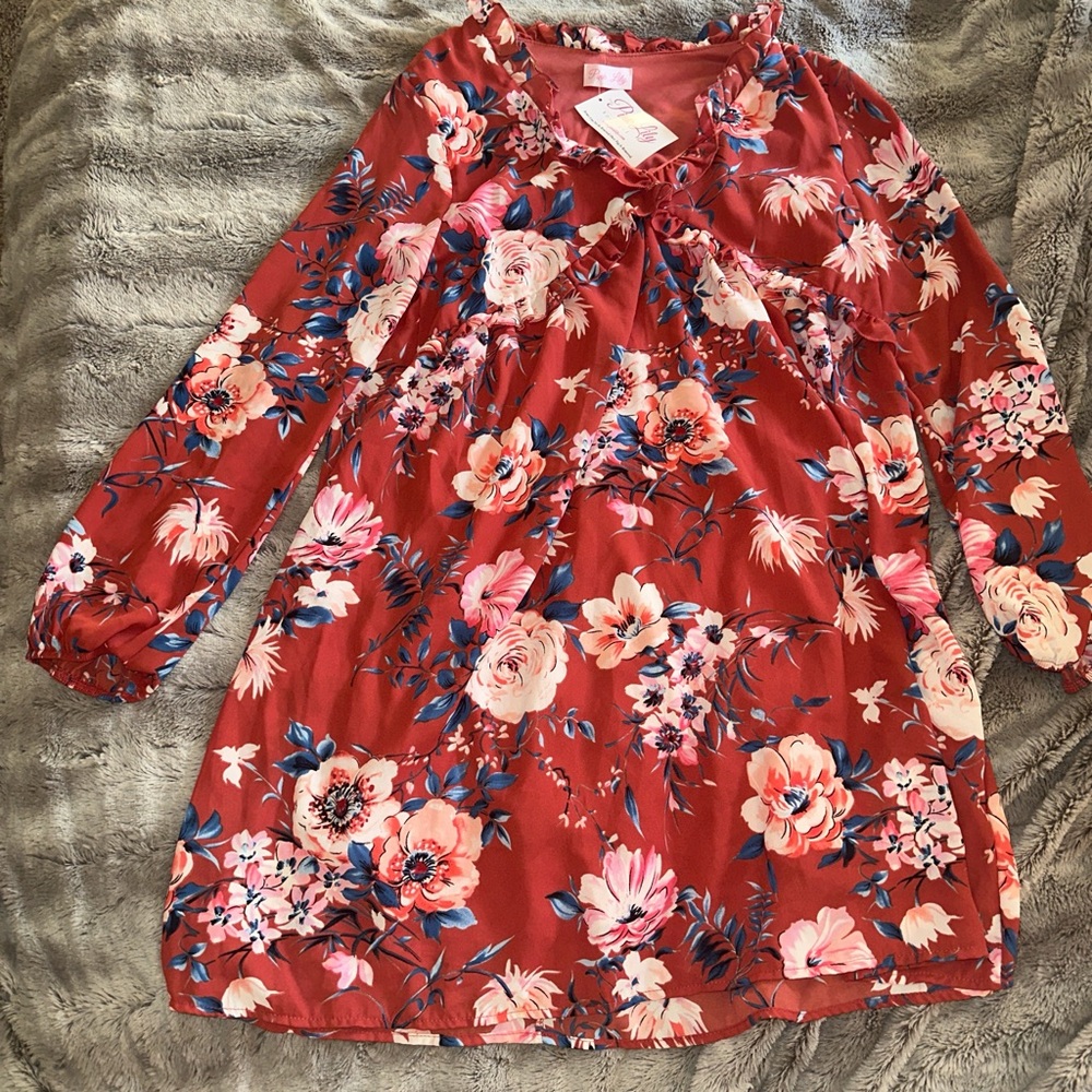BRAND NEW women’s small ‘Pink Lily’ red floral dress